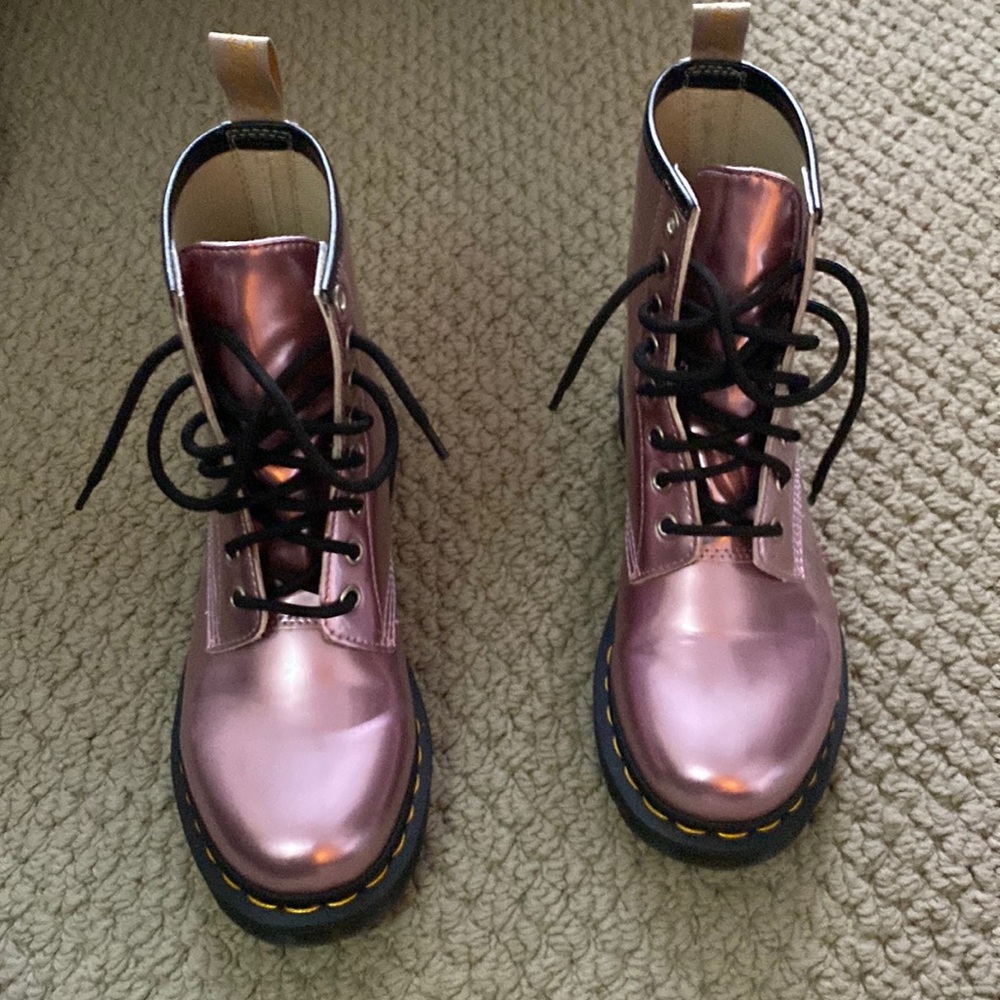 Dr. Martens boots. Fun. Pink color. Vegan. Size 6. Never worn.